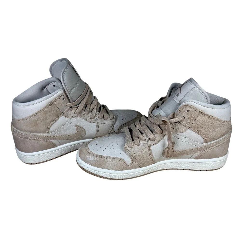 Nike Air Jordan 1 Mid Linen College Grey Light Bone Men's US‎ 10